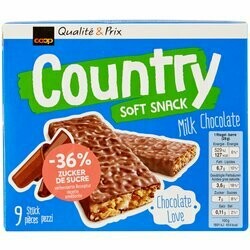 Barres de céréales Country Choco 9x28g