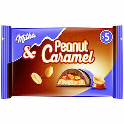 Milka Barres de chocolat avec cacahuètes &amp; caramel 5 pièces 185g
