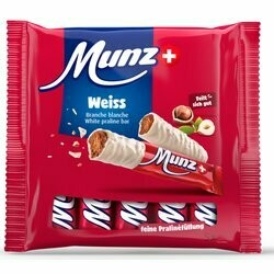 Munz Branches de chocolat blanc fourrées pralinés 5x23g 115g