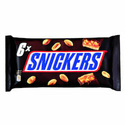 Snickers Barres de chocolat avec cacahuètes &amp; caramel 6x50g 300g