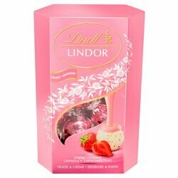 Lindt Boules de chocolat Lindor au lait fourrées à la fraise & crème 200g
