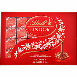 Lindt Carrés de chocolat Lindor au lait avec fondant 216g