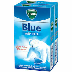 Vicks Pastilles bleu pour la gorge sans sucre 2x80g