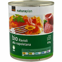 Bio Pâtes raviolis avec sauce tomate 870g