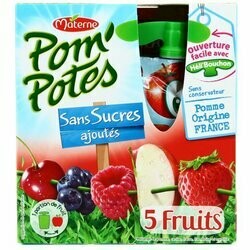 Materne Gourdes Pom&#39;Potes aux 5 fruits rouges 4x90g 360g