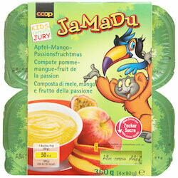 JaMaDu Compotes aux pommes, mango &amp; fruit de la passion 4 portions 360g