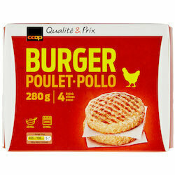 Burgers de poulet surgelés 4 pièces 280g