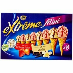 Frisco Mini cornets de glace à la vanille & fraise Extrême 8 pièces 480ml