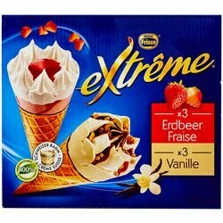 Frisco Extrême Cornets de glace vanille &amp; fraise 6 pièces 870ml