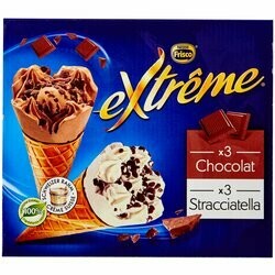 Frisco Extrême Cornets de glace stracciatella &amp; chocolat 6 pièces 870ml