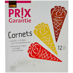 Prix Garantie Cornets de glaces Cornetti assortis 12 pièces 1.44I