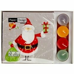 Serviettes Santa et 4 bougies colorés