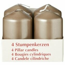 Bougies en colonne gris brillant 65x40mm 4 pièces