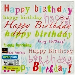 Oecoplan Serviettes en papier Birthday FSC 33cm 20 pièces
