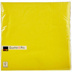 Serviettes 33x33 1/4 jaune 50 pièces