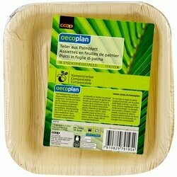 Assiettes carrées en feuilles de palme 17cm 10 pièces