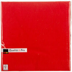 Serviettes 33x33 1/4 rouge 50 pièces