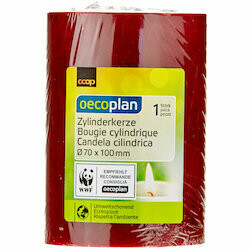Oecoplan Bougie cylindrique rouge 70x100mm