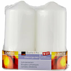 Cylinder Candles 6x13cm 2 pieces white