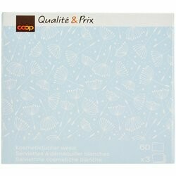 Serviettes à démaquiller 3-épaisseurs motifs assortis 60 pièces