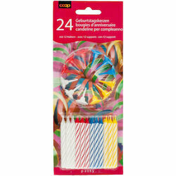 Bougies d&#39;anniversaire avec 12 supports assortis 24 pièces