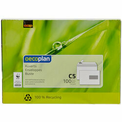 Oecoplan Enveloppes avec fenêtre droite C5 100 pièces