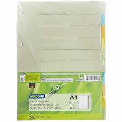 Oecoplan Intercalaires cartonnés A4 2x10 pièces