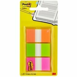 Post-it Index orange, vert &amp; rose 3 pièces