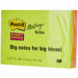 Post-it Notes adhésives Meeting Notes Super Sticky 4x45 feuilles