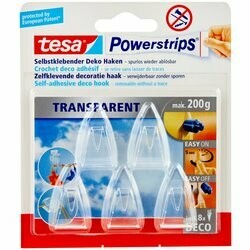 Tesa Adhésif Powerstrips crochets transparent 5 pièces