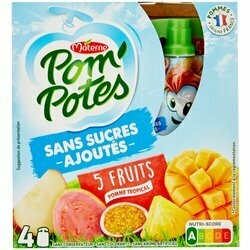 Materne Gourdes Pom&#39;Potes aux 5 fruits exotiques 4x90g 360g
