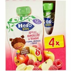 Hero Kids Gourdes Smoothie pomme, framboise &amp; banane 12 mois+ 4x120g 480g