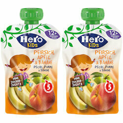 Hero Kids Gourde Pêche, pomme &amp; banane 12 mois+ 2x 120g