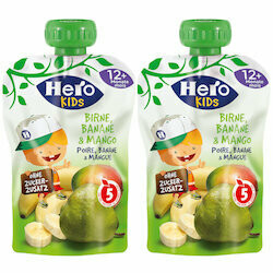 Hero Kids Gourde Pêche, pomme &amp; banane 12 mois+ 2x 120g