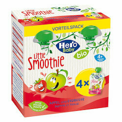 Hero Baby Gourdes Little Smoothie pomme &amp; fraise bio 4 mois+ 4x90g
