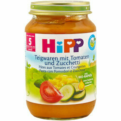 Hipp Purée de pâtes, tomate &amp; courgette bio 5 mois+ 190g