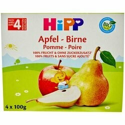 Hipp Purée de pomme &amp; poire bio Pause Fruits 4 mois+ 4x100g 400g