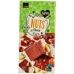 Karma Fairtrade Plaque de chocolat au lait avec noix 75g