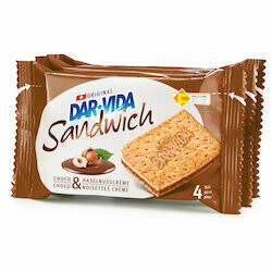 Dar-Vida Sandwiches crackers au chocolat & crème de noisettes 195g