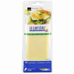 Gruyère doux en tranches 10 pièces 150g