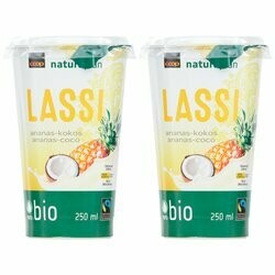 Bio Fairtrade Lassi à l&#39;ananas &amp; noix de coco 2x 250ml