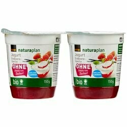 Naturaplan Bio Yogourt à la fraise & vanille sans sucre ajouté 2x150g