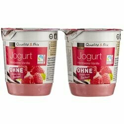 Fairtrade Yogourts à la framboise &amp; vanille non sucré 2x150g