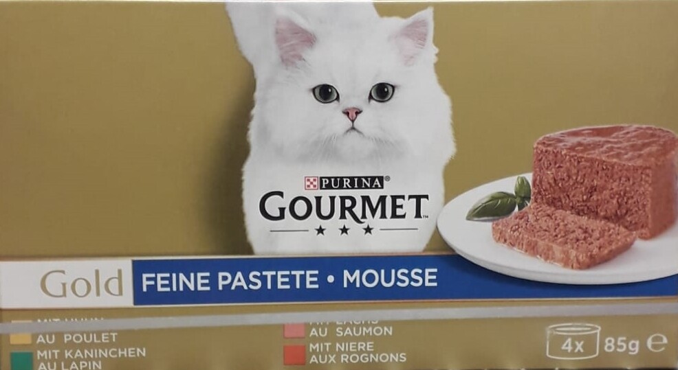 GOURMET GOLD assorti thon, bœuf, foie, dinde4x85g (poulet, lapin, saumon, rognons)