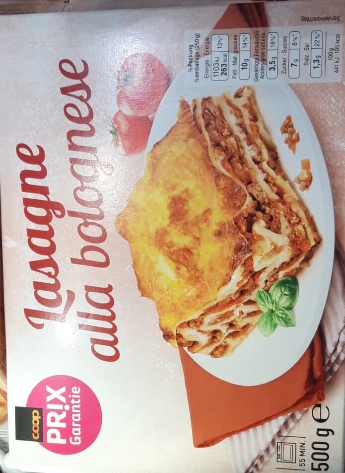 Lasagnes Alla bolognaises prêtes-à-manger 500g