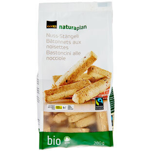 Bio Fairtrade Bâtonnets aux noisettes 280g