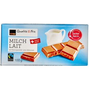 Fairtrade Plaque de chocolat au lait sans sucre 100g