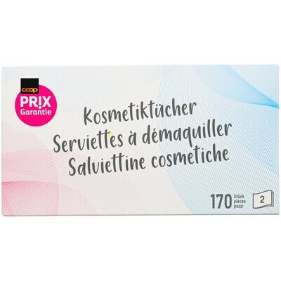 Lingettes démaquillantes 2-épaisseurs 170 pièces