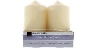 Bougies cylindriques 40x80 4pcs blanc