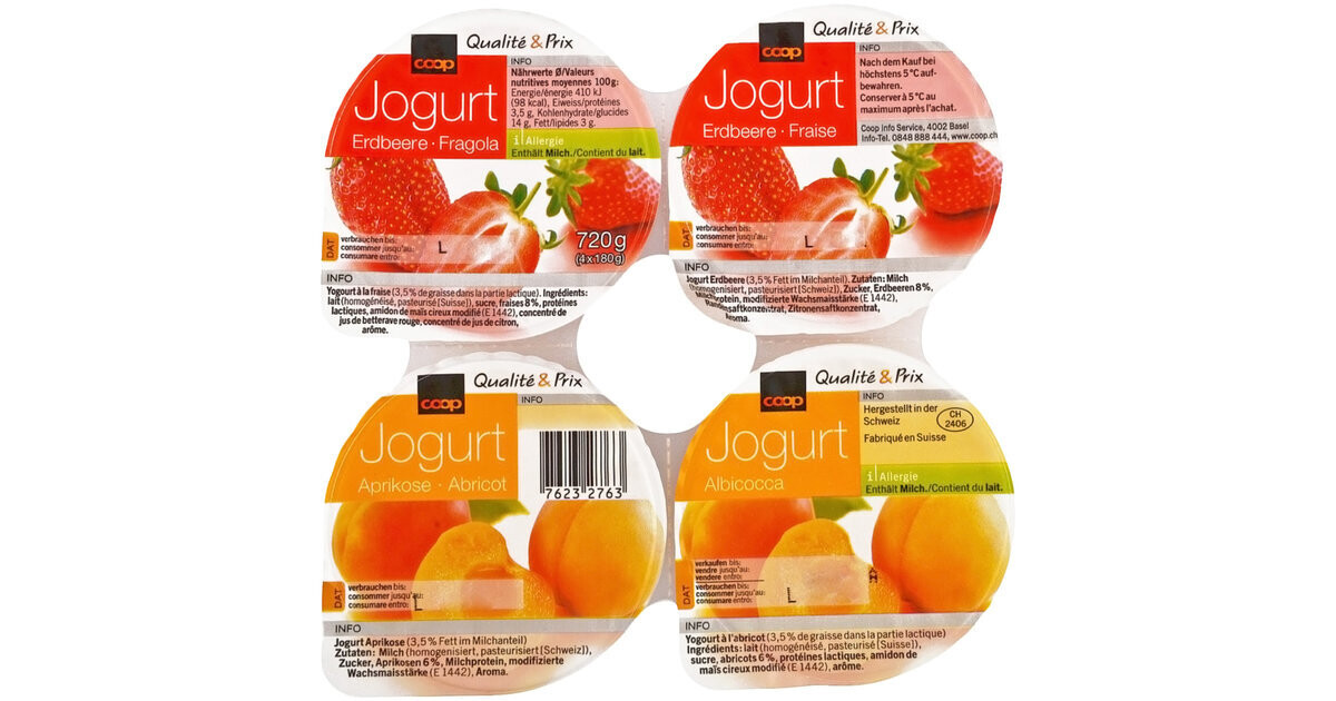 Yogourt Fraise / Abricot 4x180g